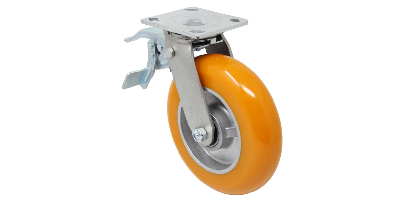 Total Lock Brake Swivel Caster with Orange Ergo Wheel